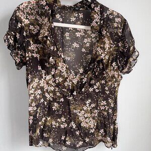LAUNDRY BY SHELLI SEGAL Silk Sheer Blouse Size M